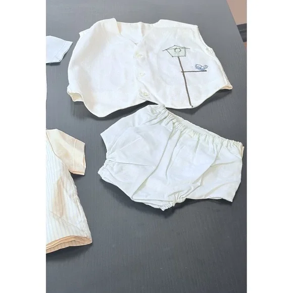 Vtg Baby Togs Boy Clothes/Blue/Embroidered/Button Down/Vest/50's-70's?/Bird Lot - Picture 11 of 12